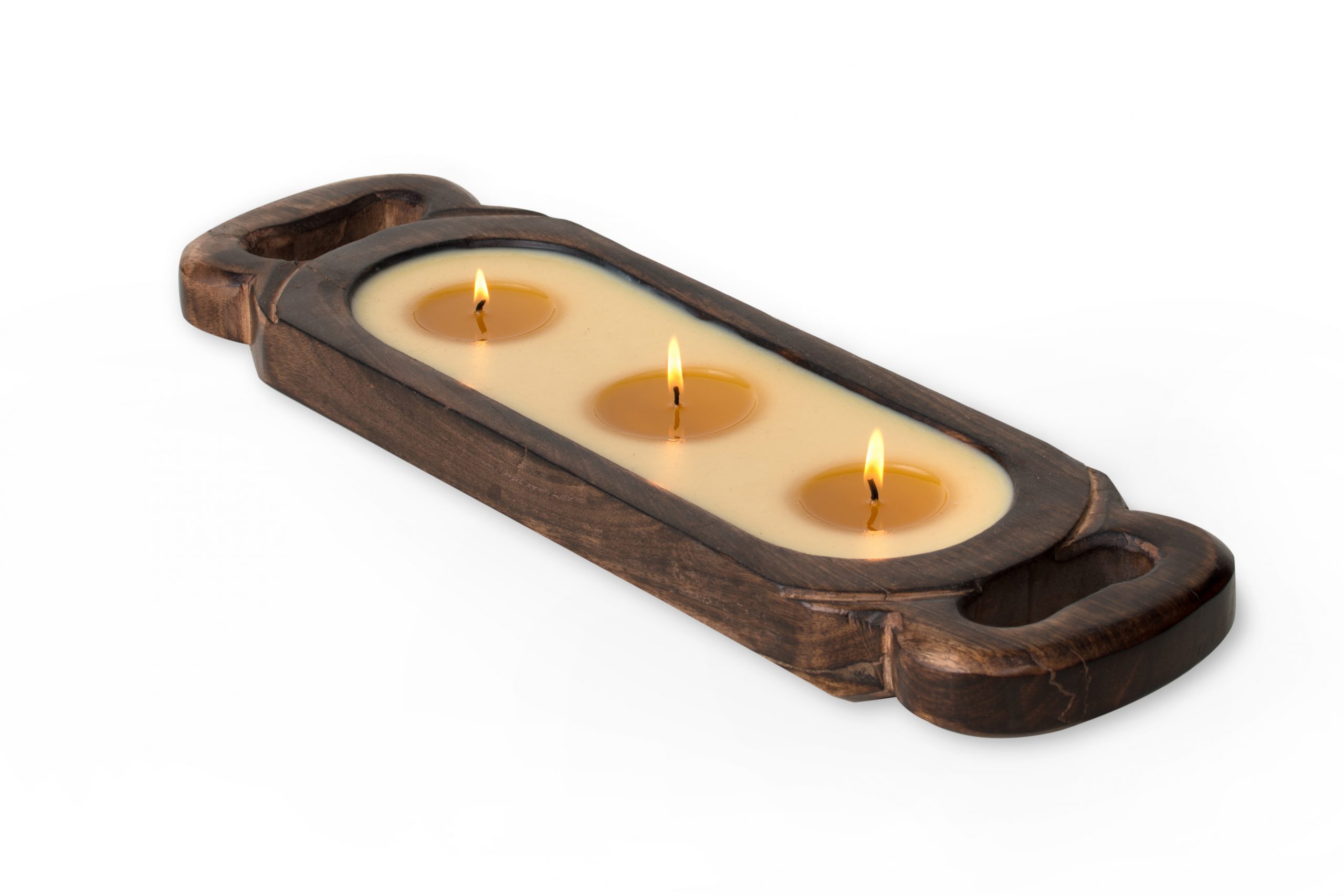 Tobacco Bark Small Wooden Tray Candle | Puppy Dawgs and Cat Tails